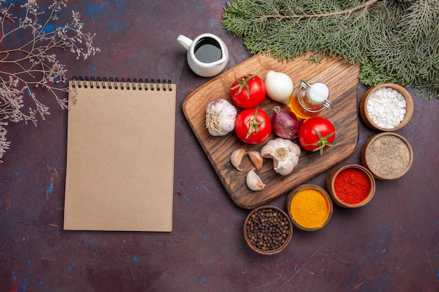 Set of recipe cards and spices